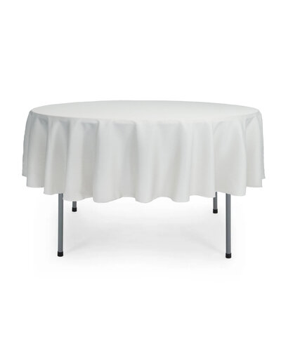 White Round Polyester Linen Chair Length White Round Polyester Linen Chair Length