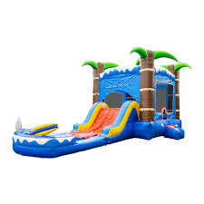 Shark Palm Tree Bounce House with Water Slide Basketball Hoop Shark Palm Tree Bounce House with Water Slide Basketball Hoop
