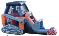 Skid Loader bounce House with dry slide 
