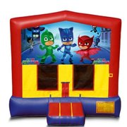 PJ Masks panel On A Red And Blue Bounce House / With Basketball Goal