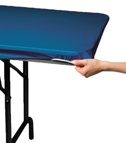 Solid Blue Cover (Plastic w/ Elastic) for 6' Rectangular Table 