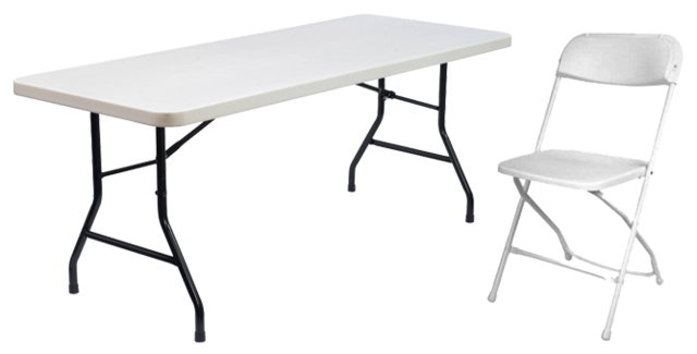 Package: 2 rectangular tables, 12 gray adult chairs