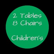 Package: 2 kids tables, 8 kids chairs 