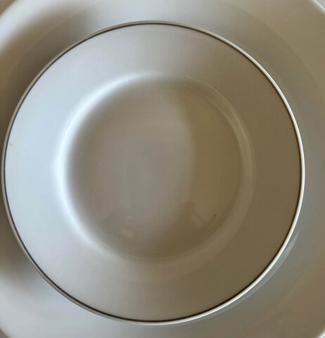 White Ceramic Dessert Plate with gold accent White Ceramic Dessert Plate with gold accent