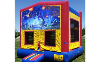 <b><font color='red'><b>Halloween Bounce House</b></font><b><br><font color='blue'>Size 13 L x 13 W x 14 H</font></b></b>