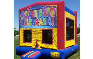 <b><font color='red'><b>Lets Celebrate Bounce House</b></font><b><br><font color='blue'>Size 13 L x 13 W x 14 H</font></b></b>