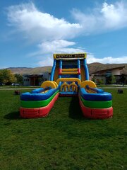 <b><font color='red'><b>24 Foot Dual Lane Vertical Rush Water Slide Slip n Slide</b></font><b><br><font color='blue'>Size 60 L x 18 W x 24H</font></b></b>