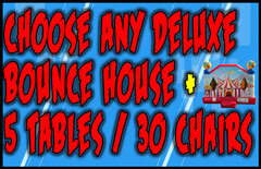 Choose A Bounce House + 5 Tables + 30 Chairs