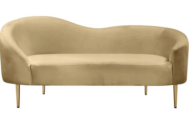 Tasha's Camel Velvet Loveseat Tasha's Camel Velvet Loveseat