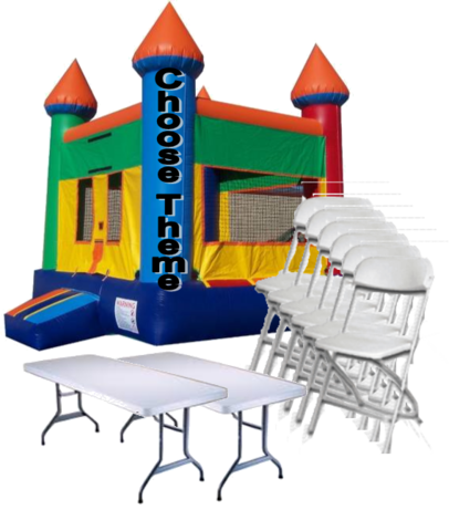 Castle Jump House, 15 Chairs, 2 Tables Package