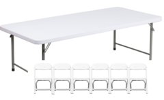 Kids White 4ft Table (1) and Chairs (6) Combo Kids White 4ft Table (1) and Chairs (6) Combo