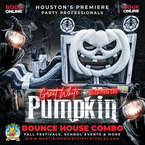 Giant White L.E.D Pumpkin Bounce House Combo