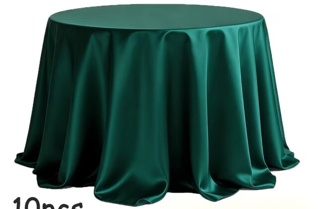 Silky Satin Green Color Round Tablecloth 120 inches Silky Satin Green Color Round Tablecloth 120 inches