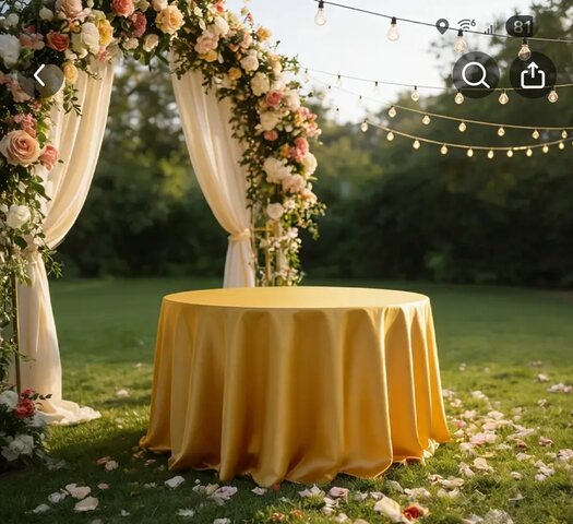Silky Satin Gold Color Round Tablecloth 120 inches Silky Satin Gold Color Round Tablecloth 120 inches