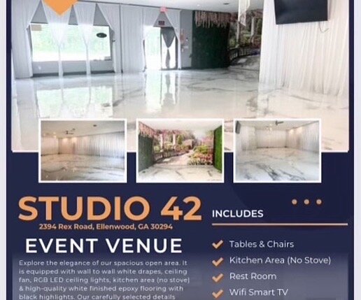 Studio 42 Event Venue $300 Special Studio 42 Event Venue $300 Special