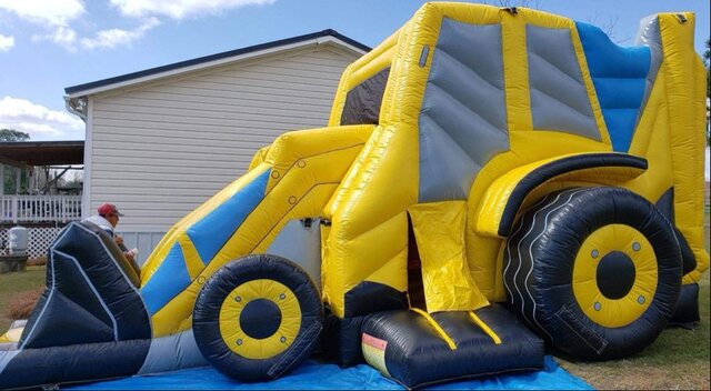 Yellow Construction Digger Bounce House Combo
