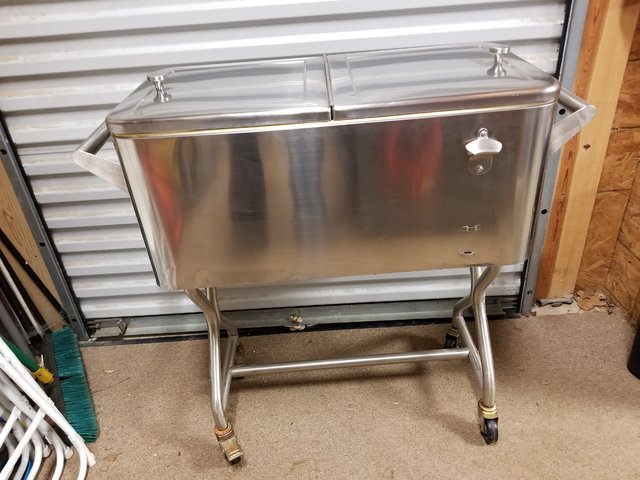 Cooler - Stainless Steel Rolling Beverage Cooler Cooler - Stainless Steel Rolling Beverage Cooler