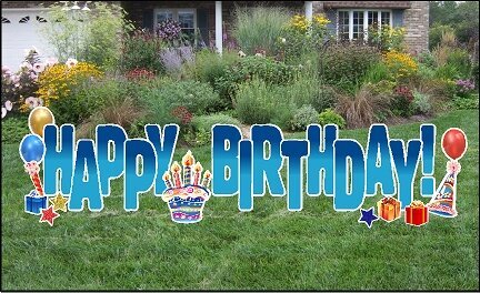 Yard Cards - Happy Birthday Blue Fade 24