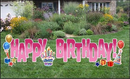 Yard Cards- Happy Birthday Pink Fade 24