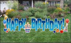 Yard Cards - Happy Birthday Blue Fade 24"