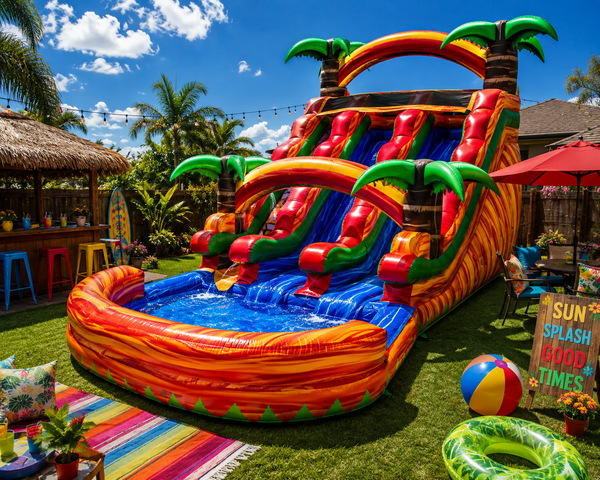 Fire Palm Dual Water Slide 15FT Tall Fire Palm Dual Water Slide 15FT Tall