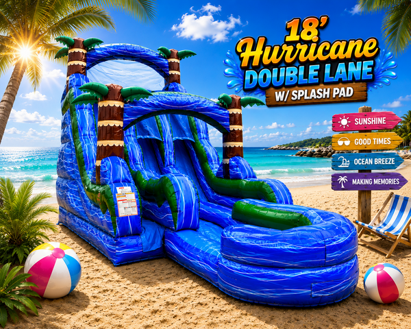 Hurricane Splash Double Lane 18’ Water Slide Hurricane Splash Double Lane 18’ Water Slide