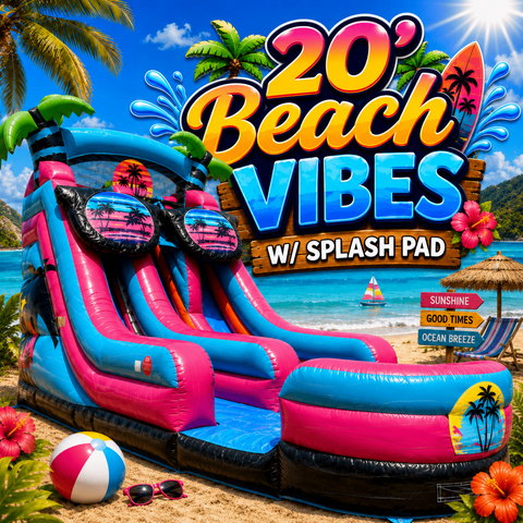 20FT Beach Vibes Dual Lane Water Slide Houston 20FT Beach Vibes Dual Lane Water Slide Houston
