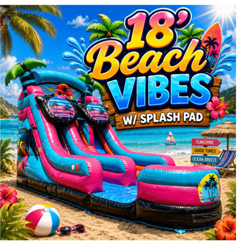 Beach Vibes Water Slide 18’ Double Lane Beach Vibes Water Slide 18’ Double Lane