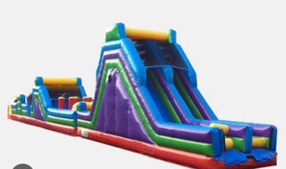 85FT Colorful Retro Wet/Dry Obstacle Course