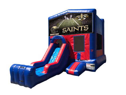 Saints Mini Red & Blue Bounce House Combo w/ Single Lane Dry Slide