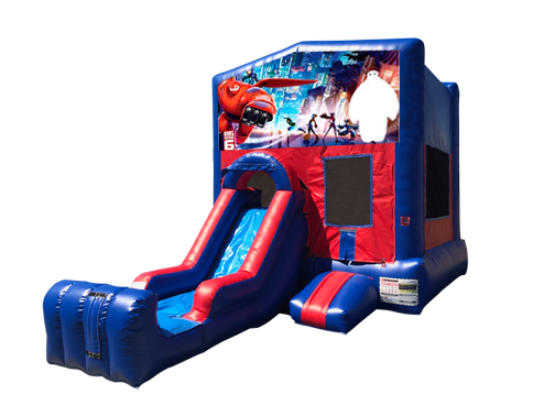Big Hero 6 Mini Red & Blue Bounce House Combo w/ Single Lane Dry Slide