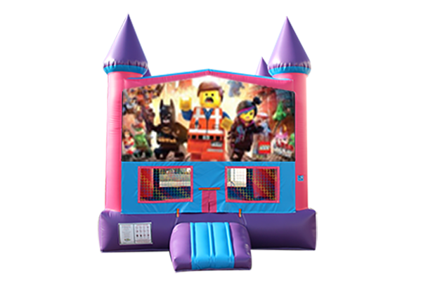 Lego Movie Pink and Purple Castle Moonwalk w/ basketball goal