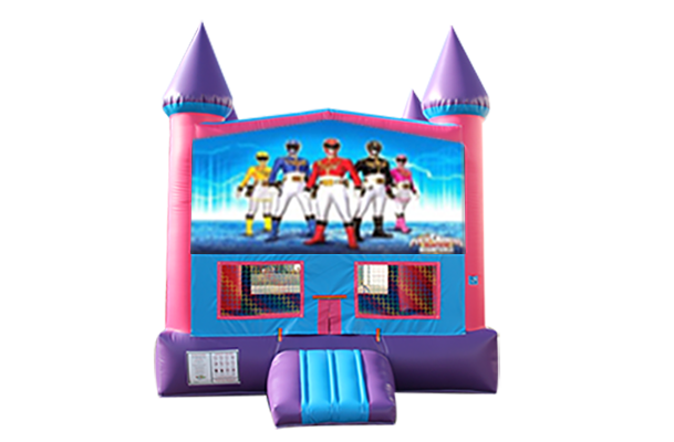 Power Rangers Pink and Purple Castle Moonwalk w/ basketball goal
