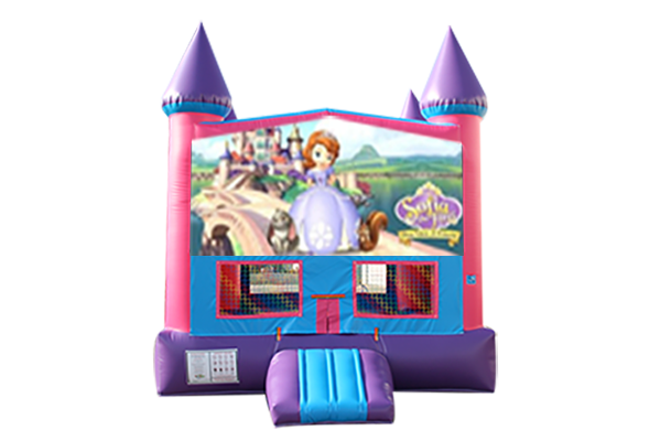 Sofia the First Pink and Purple Castle Moonwalk w/ basketball goal