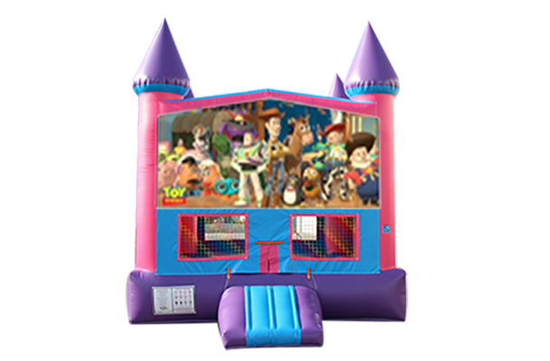 Toy Story Pink and Purple Castle Moonwalk w/ basketball goal
