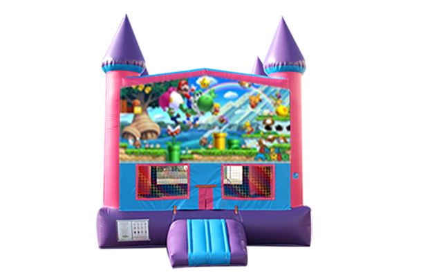 Super Mario Pink and Purple Castle Moonwalk w/ basketball goal
