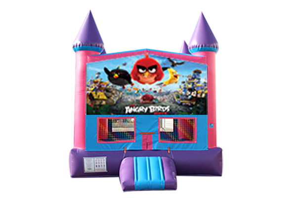 Angry Birds Pink and Purple Castle Moonwalk w/ basketball goal 
