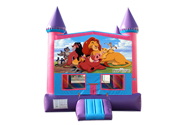 Lion King Pink and Purple Castle Moonwalk w/basketball goal