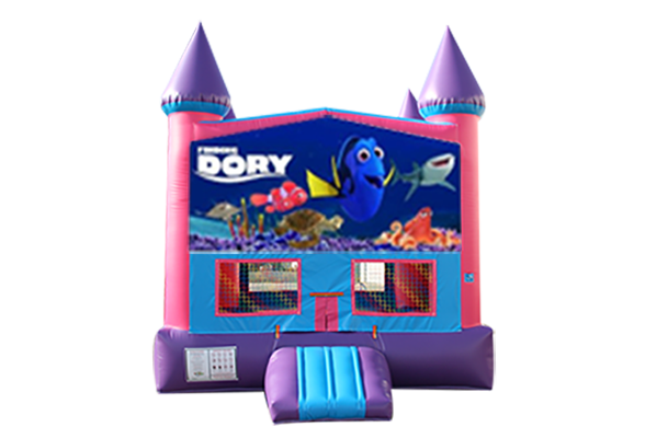 Finding Dory Pink and Purple Castle Moonwalk w/ basketball goal