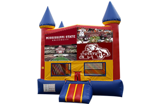 Mississippi State Red, Yellow, Blue Castle Moonwalk w/basketball goal