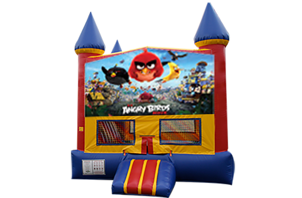 Angry Birds Red, Yellow, Blue Castle Moonwalk w/basketball goal