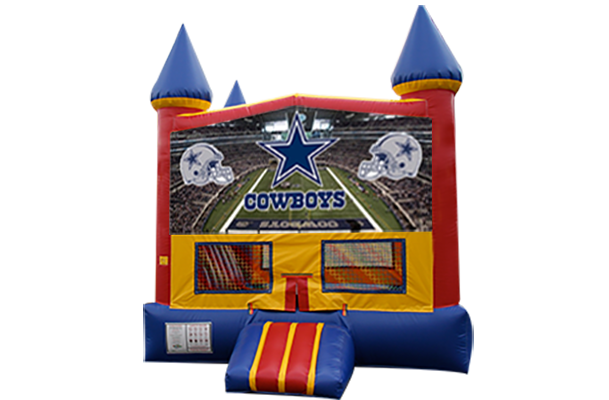 Dallas Cowboys Red, Yellow, Blue Castle Moonwalk w/basketball goal
