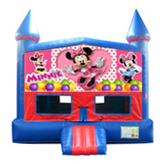 Minnie Mouse Red and Blue Castle Moonwalk w/basketball goal