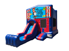 Cat in the Hat Mini Red & Blue Bounce House Combo w/ Single Lane Dry Slide