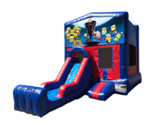 Despicable Me Mini Red & Blue Bounce House Combo w/ Single Lane Dry Slide