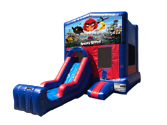 Angry Birds Mini Red & Blue Bounce House Combo w/ Single Lane Dry Slide