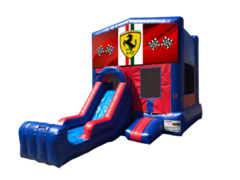 Ferrari Mini Red & Blue Bounce House Combo w/ Single Lane Dry Slide