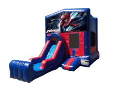Spider man Mini Red & Blue Bounce House Combo w/ Single Lane Dry Slide