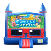 Bubble Guppies Red and Blue Castle Moonwalk w/basketball goal