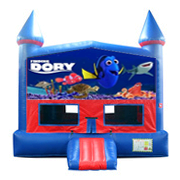 Finding Dory Red and Blue Castle Moonwalk w/basketball goal